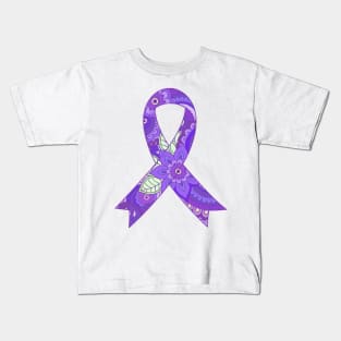 Flower pattern Purple Awareness Ribbon Kids T-Shirt